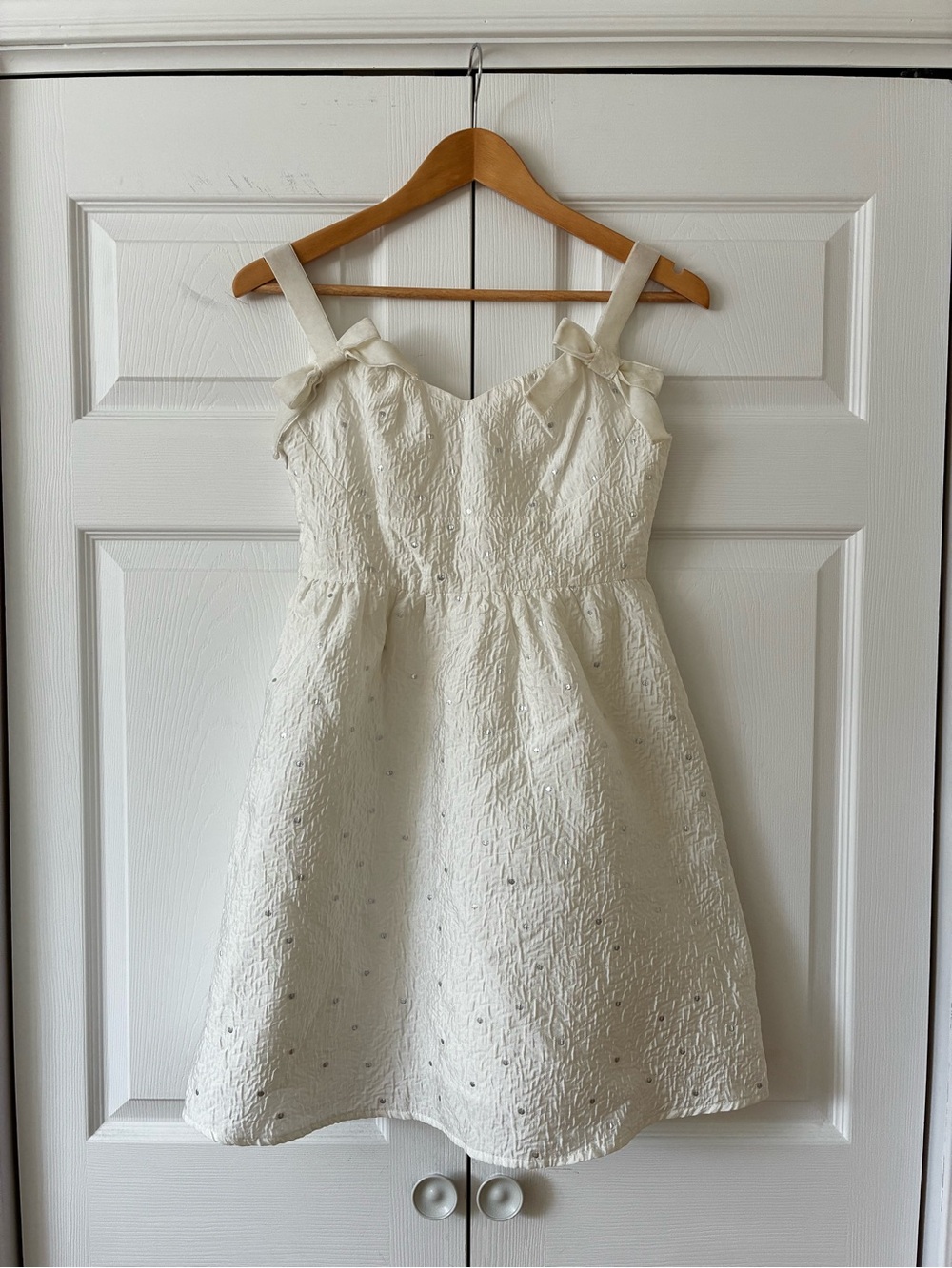 Seersucker jacquard polka-dot mini dress